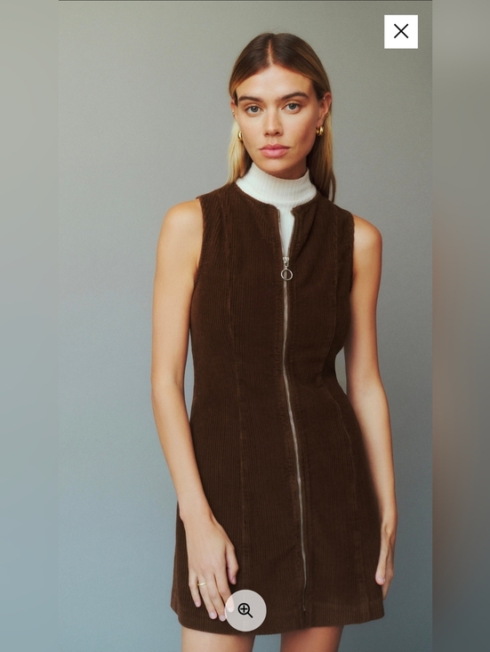 Reformation Dresses & Skirts - Reformation Brown Sleeveless Zip-Front Corduroy Mini Dress